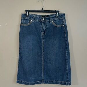 Women’s Cato modest blue denim jean midi skirt size 8